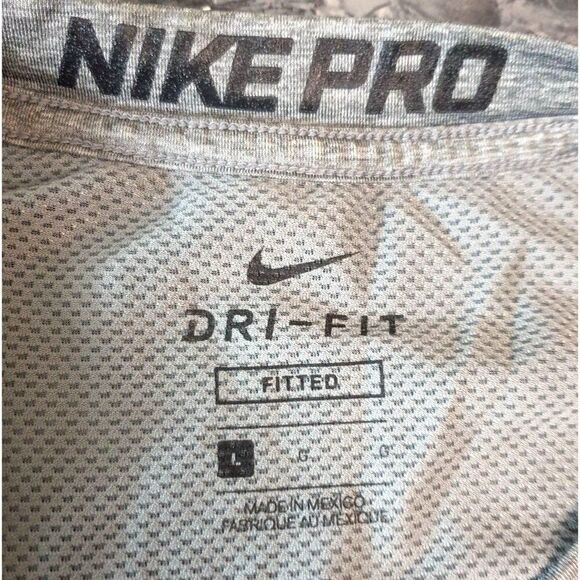 Nike Pro Mens Sleeveless Top L Gray Black Dri-Fit Fitted Training Shirt Sporty - Picture 3 of 4
